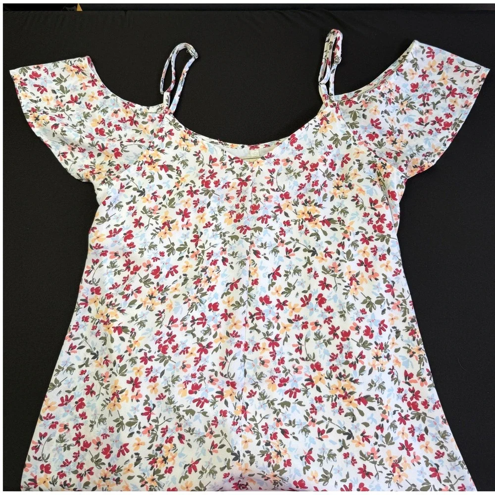 Abercrombie & Fitch Dress Small Floral Cold Shoulder Mini Boho Sun Cottagecore
